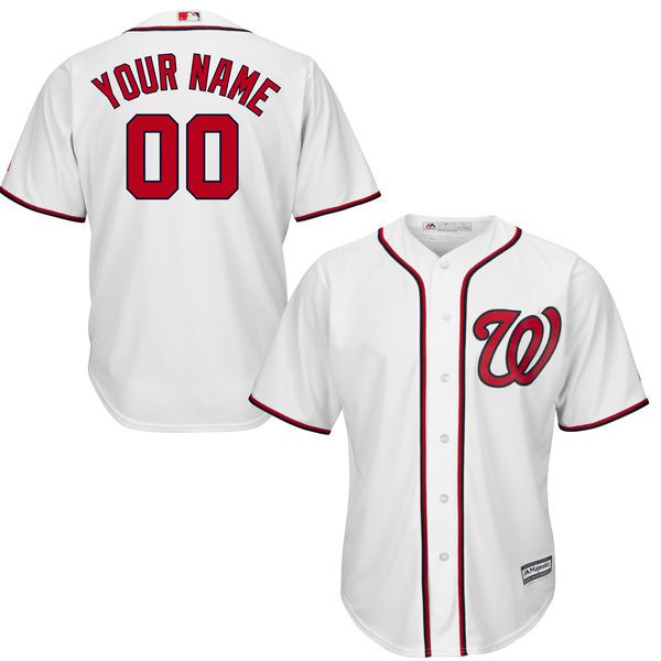 Youth Washington Nationals Majestic White Custom Cool Base MLB Jersey->customized mlb jersey->Custom Jersey